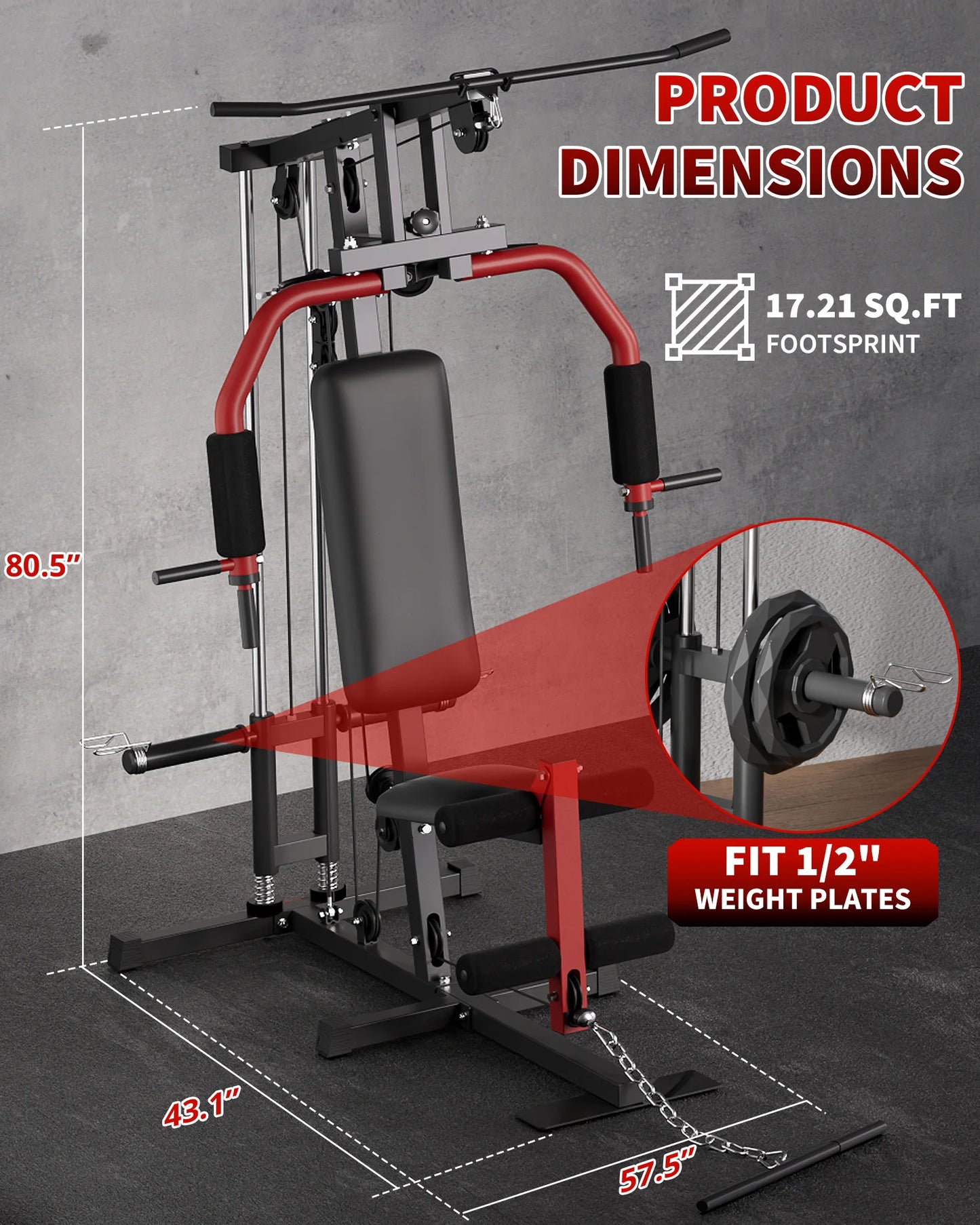 HiMISS 5 In 1 Home Gym Machine With Lat Pulldown Chest Press Leg Extension
