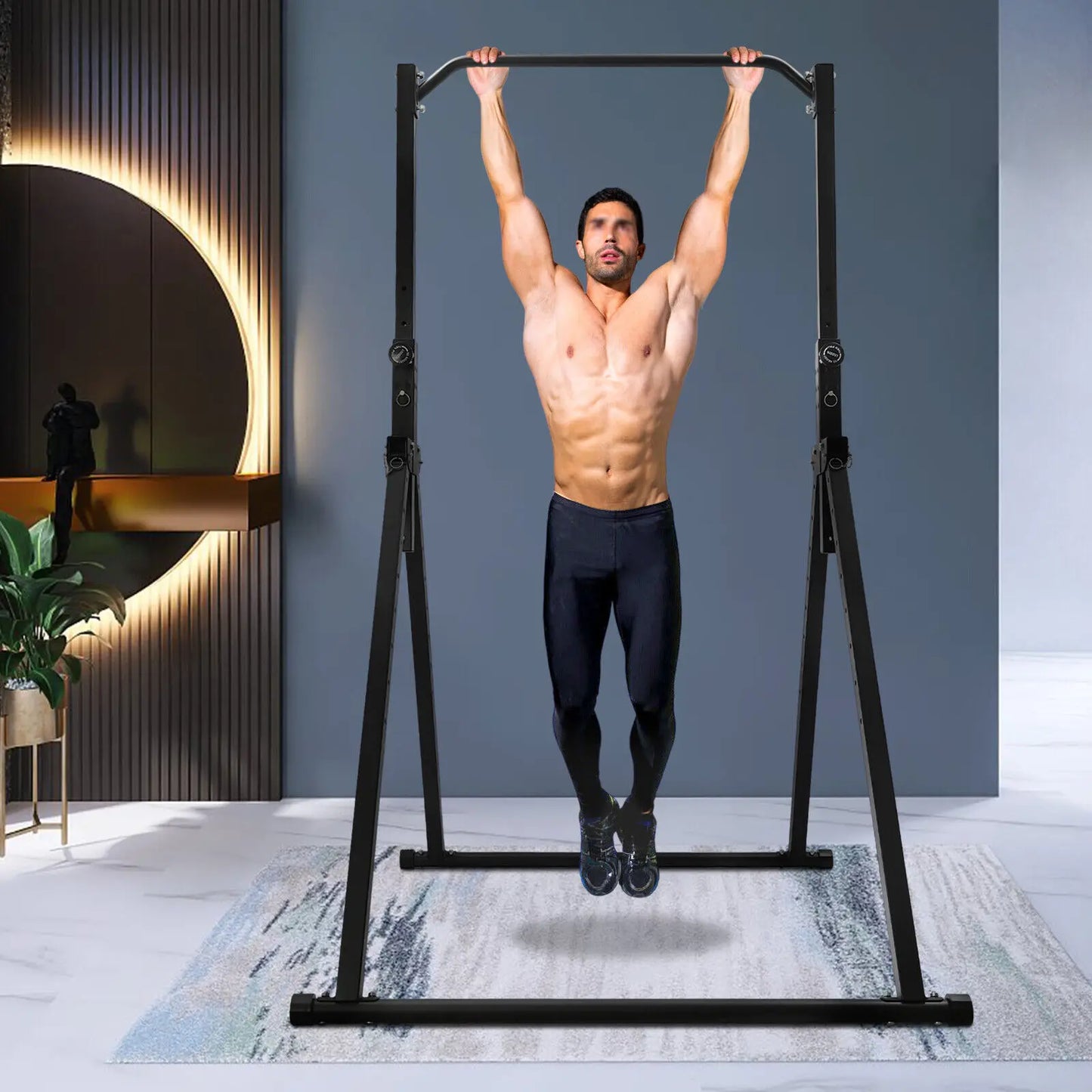 Triangular Pull Up Station Adjustable Height Foldable Home Gym Bar Carbon Steel Frame 200 Kg Capacity