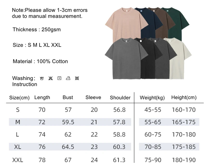 ZODF Basic Solid Washed Cotton Tee For Men Unisex Streetwear