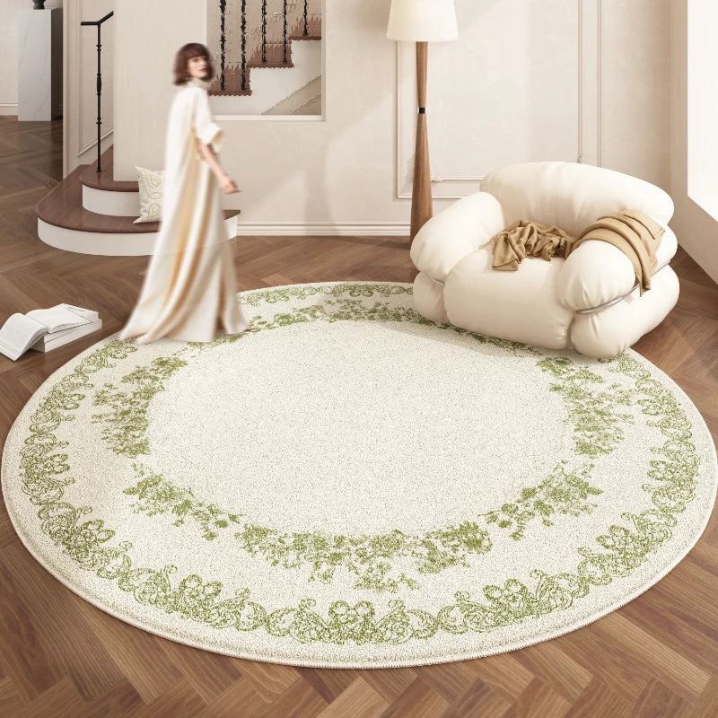 European Style Plush Round Rug for Living Room Bedroom