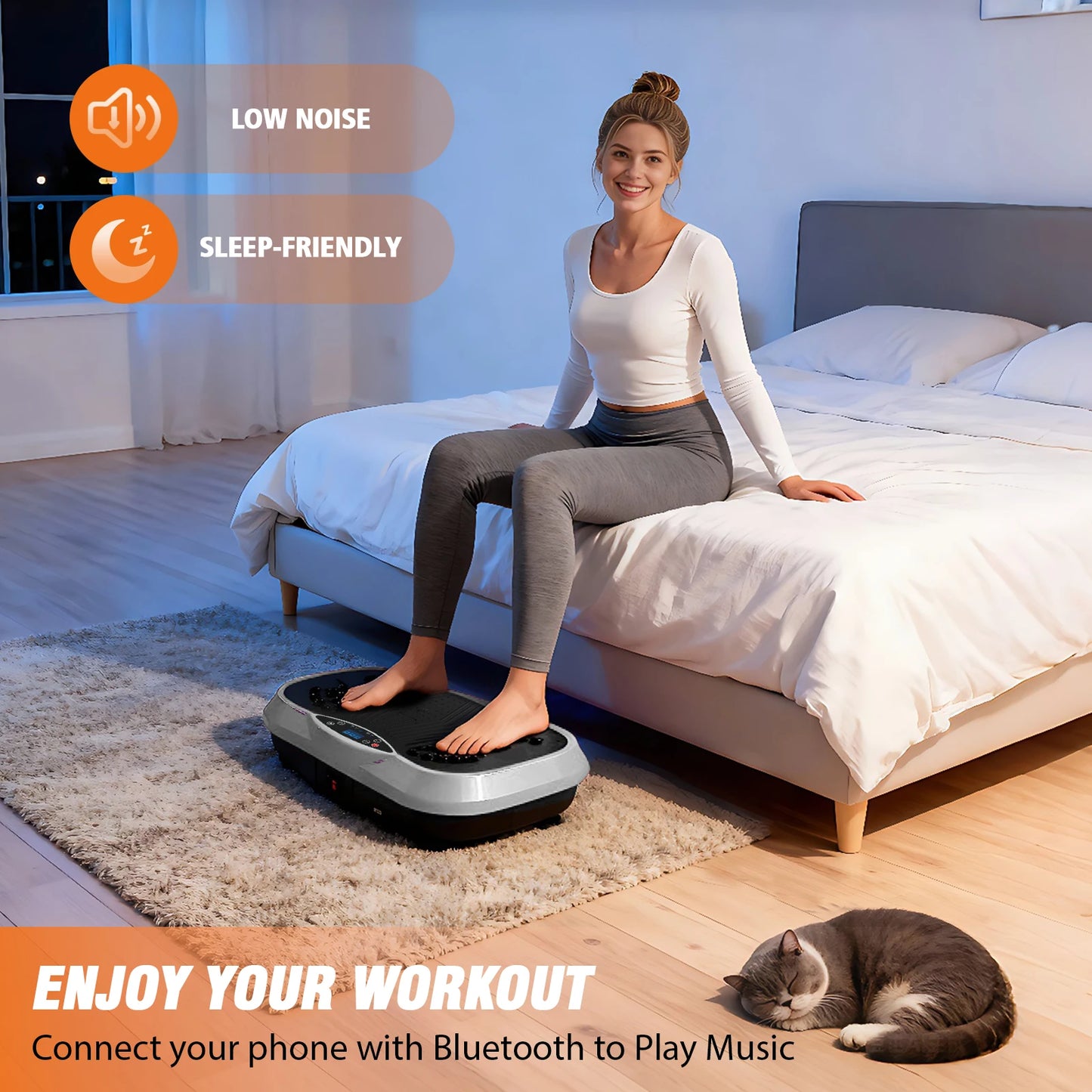 Portable Vibration Plate Exercise Machine With Bluetooth Resistance Bands