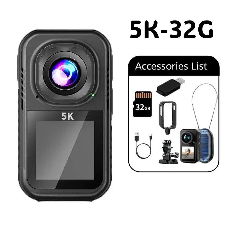 5K Action Camera Wearable Pendant 130 Degree Wide Angle Vlog