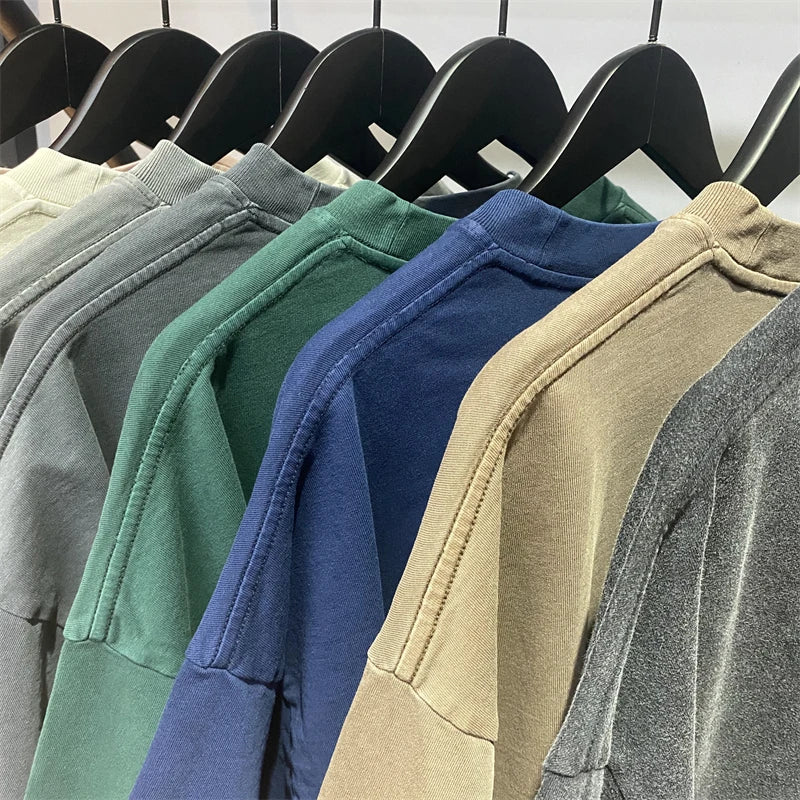 ZODF Basic Solid Washed Cotton Tee For Men Unisex Streetwear