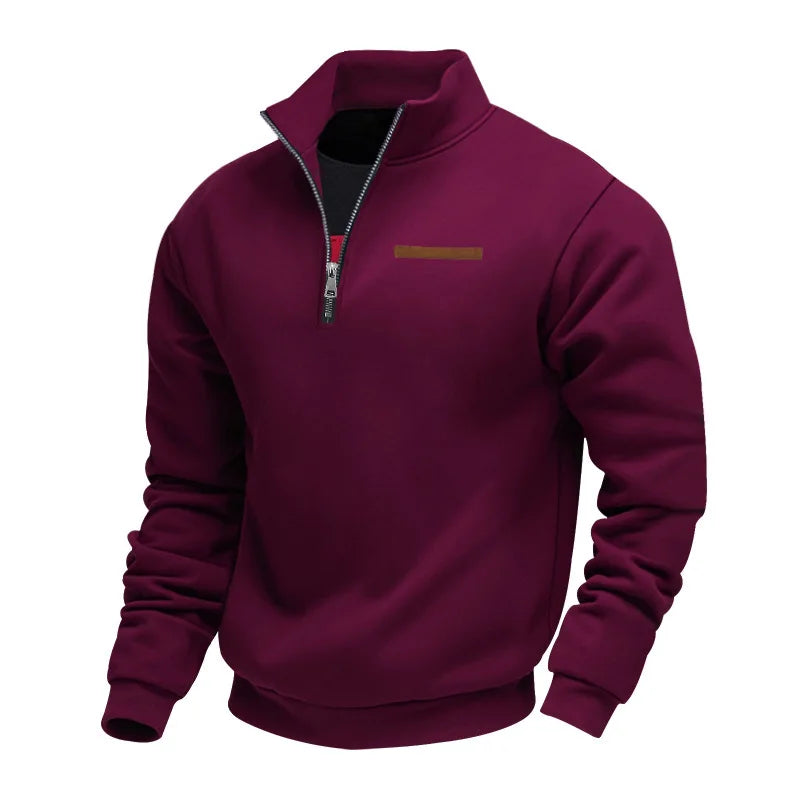 Men's Autumn Winter Heavy Fleece Hoodie Half Zip Stand Collar