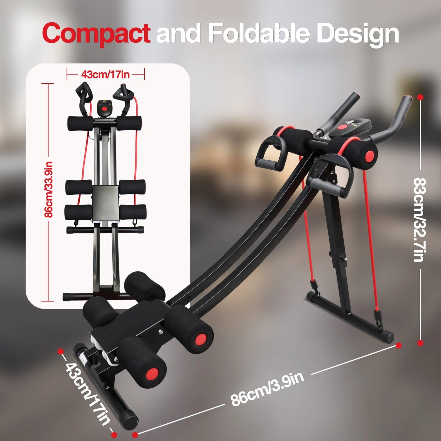 Foldable Ab Machine For Home Gym With LCD Display 440 Pound Capacity Core Training Device For Safe Abs Workouts