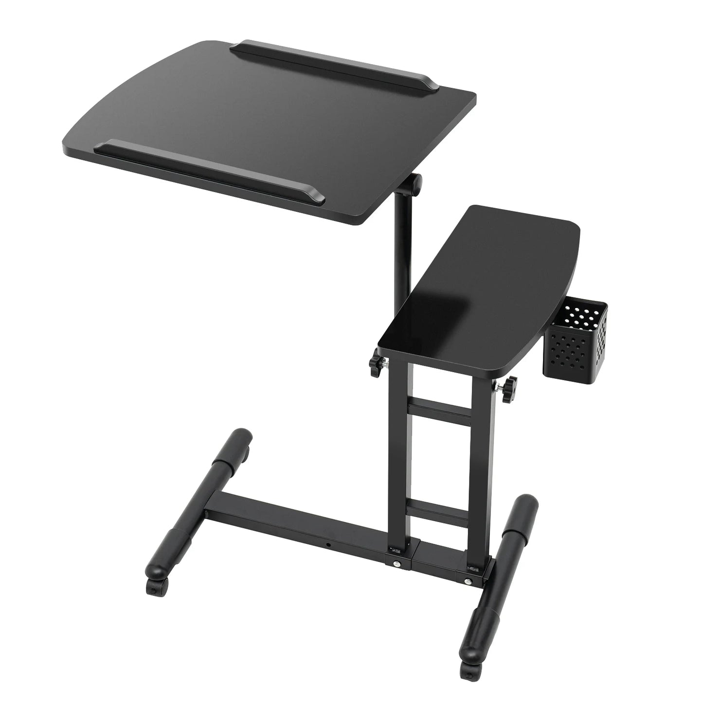 Portable Tattoo Table Workstation Wheeled Height Adjustable Industrial Strength Dual Surfaces 64x40 cm