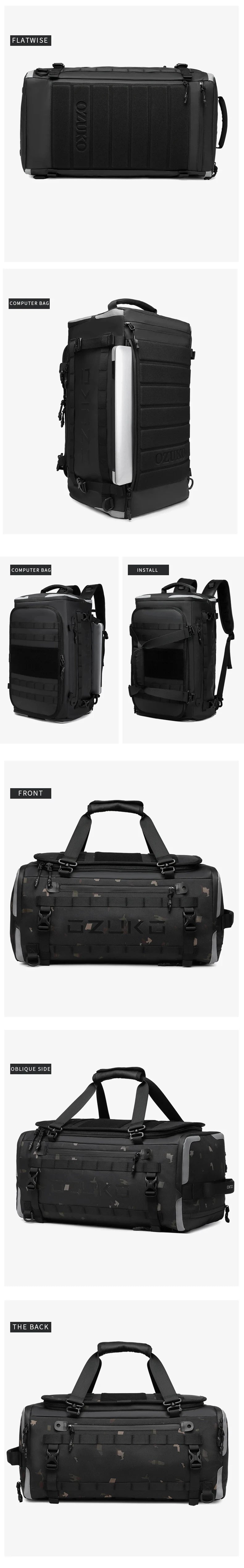 OZUKO Travel Backpack Unisex With Dry Wet Separation System