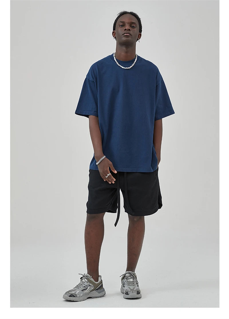 ZODF Basic Solid Washed Cotton Tee For Men Unisex Streetwear