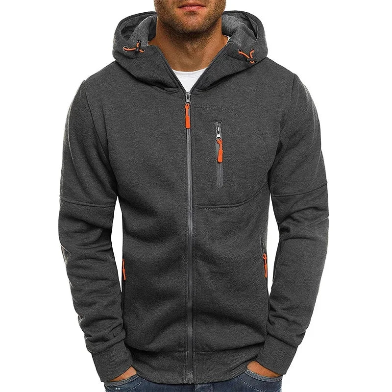 Men's Hooded Zip Sweatshirt Long Sleeve Jacket Sportswear