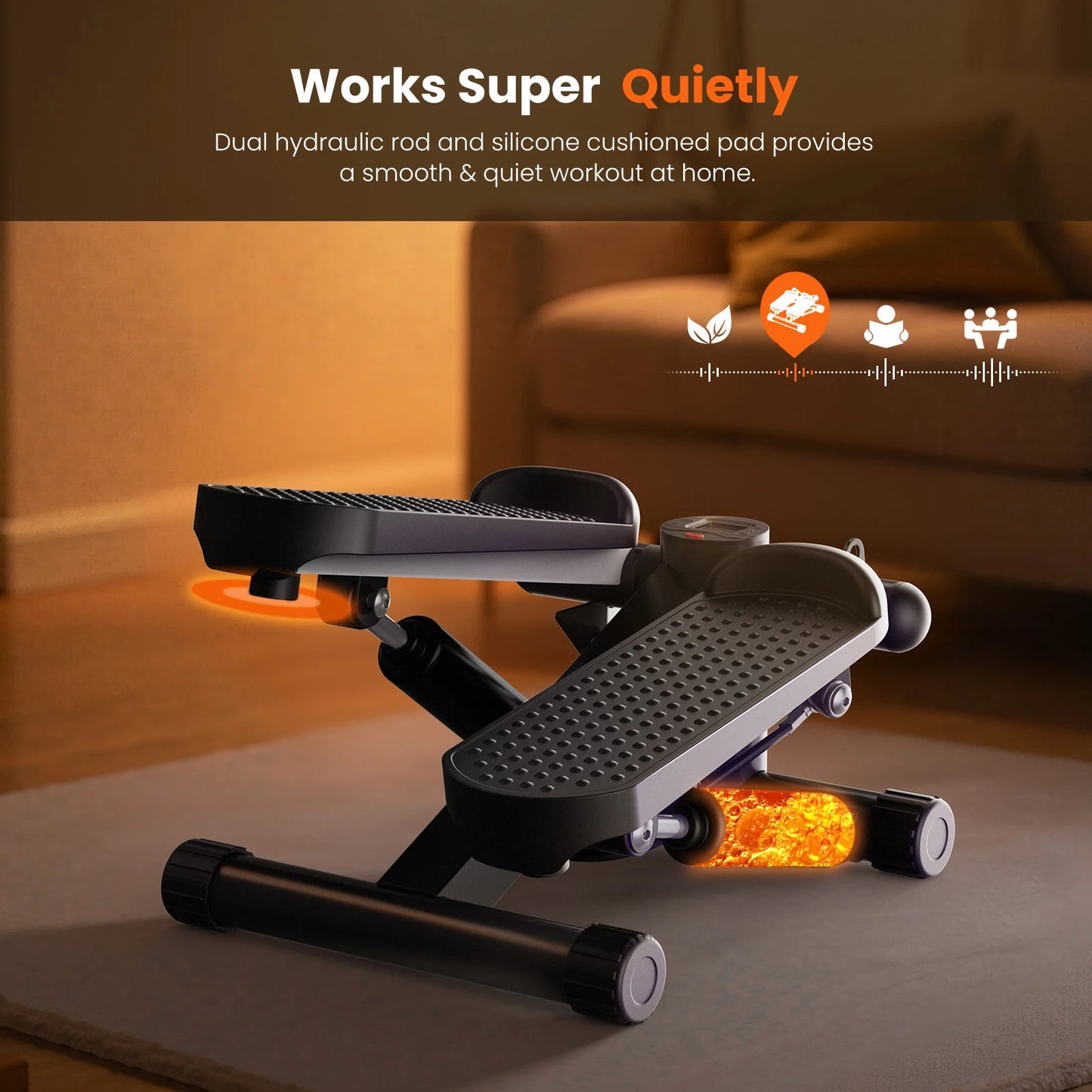 JHK Mini Stepper With Resistance Bands 300 Lbs Capacity