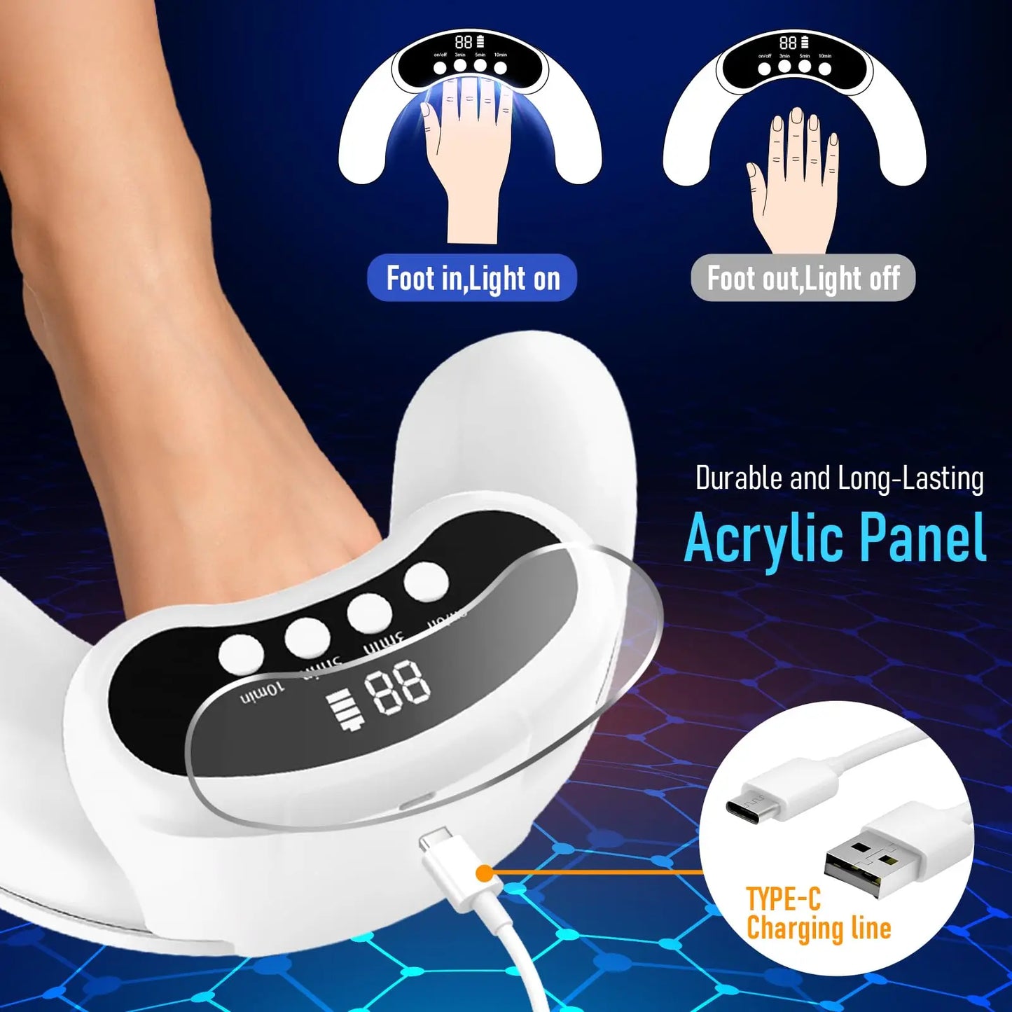 KTS 45W Nail Fungus Treatment Device With 30 LEDs 470nm 905nm
