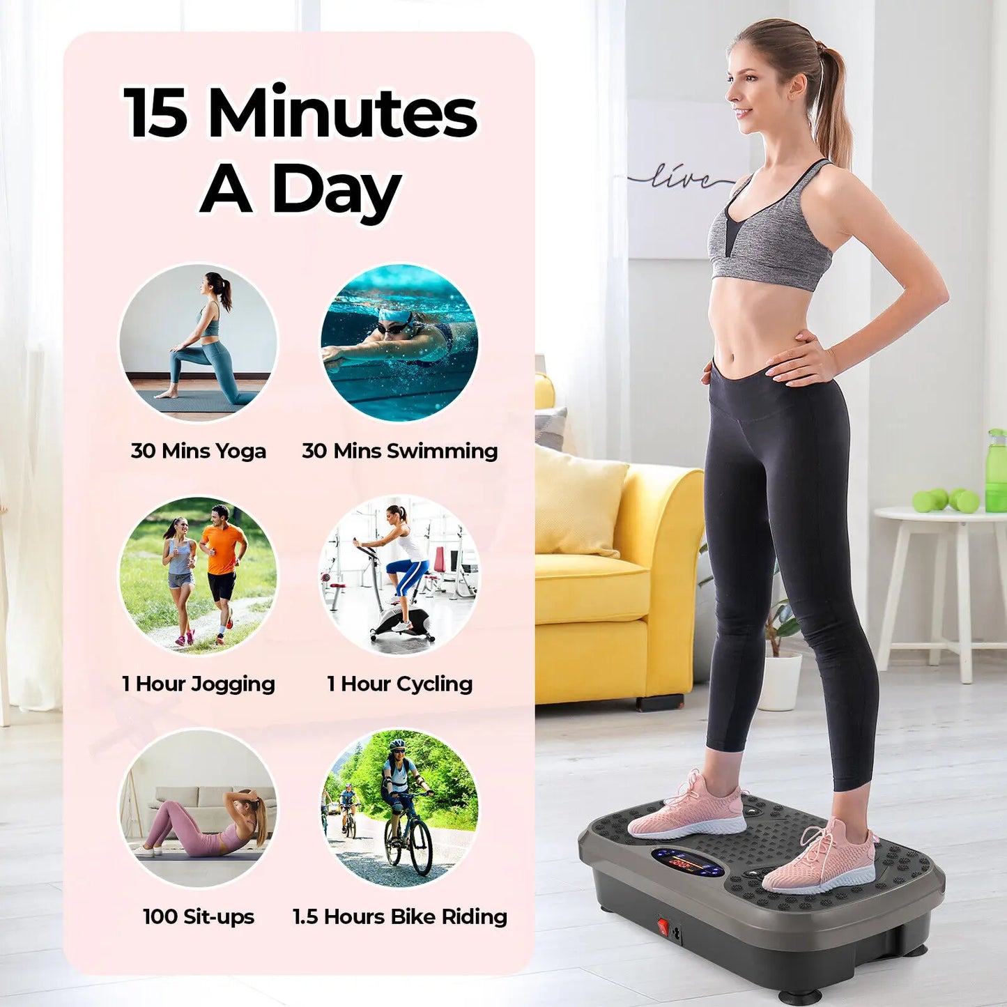 Homfa Vibration Plate Exercise Machine For Full Body Workout Bands