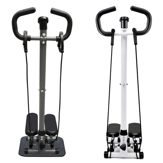 Compact Exercise Stepper Machine With LCD Monitor And Two Resistance Bands For Home Cardio And Strength Training