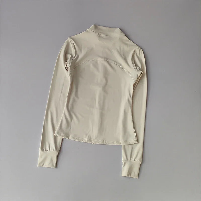Women's Windproof Yoga Jacket Stand Collar Long Sleeve Running Top