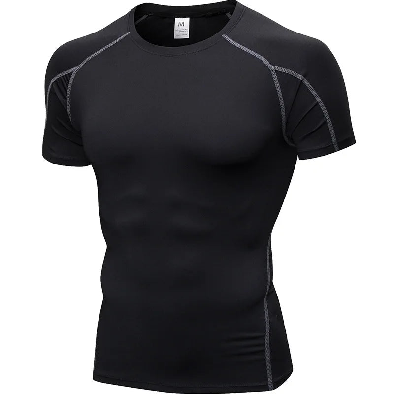 Yuerlian Elastic Men Running Quick Dry Fitness Shirt