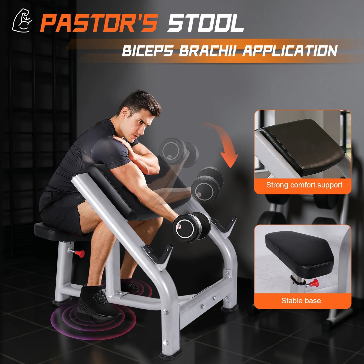 Preacher Curl Bench With Adjustable Seat For Home Gym