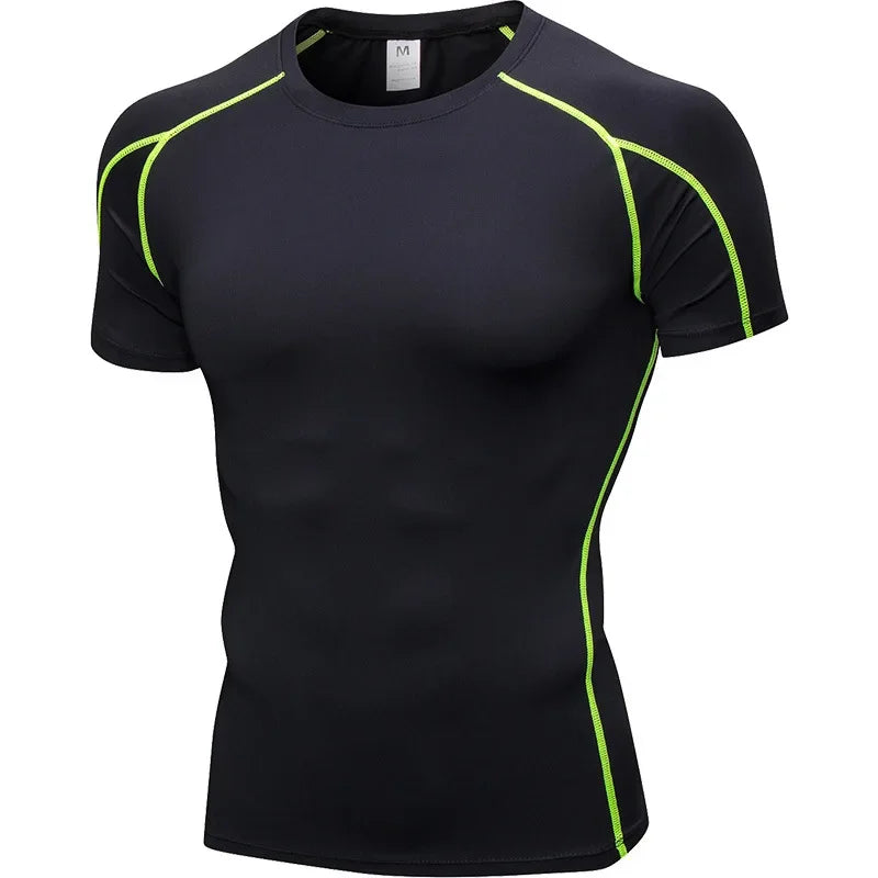 Yuerlian Elastic Men Running Quick Dry Fitness Shirt