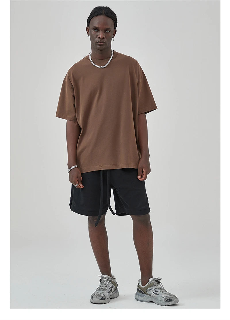 ZODF Basic Solid Washed Cotton Tee For Men Unisex Streetwear