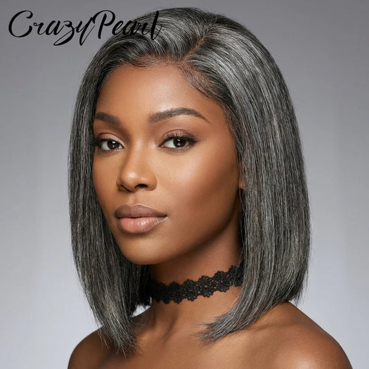 CrazyPearl Brazilian Remy Straight Lace Front Human Hair Wig