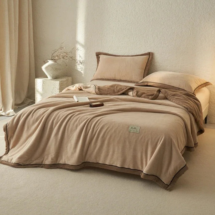 Milk Fleece Blanket Waffle Knit Thickened With Zipper Multifunctional