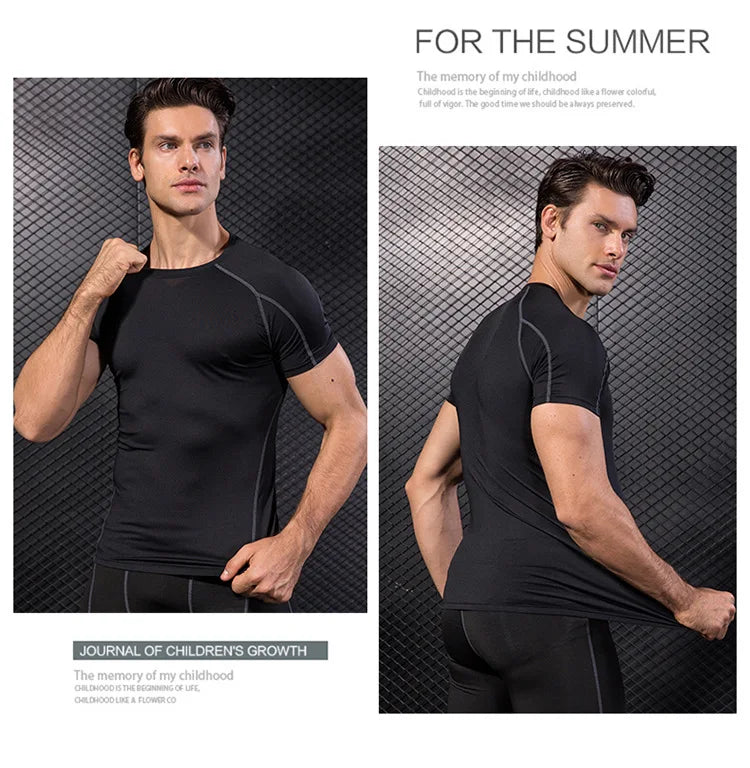 Yuerlian Elastic Men Running Quick Dry Fitness Shirt