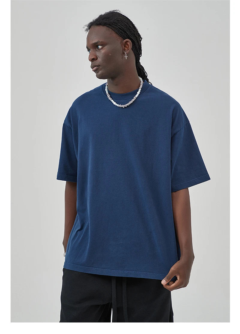 ZODF Basic Solid Washed Cotton Tee For Men Unisex Streetwear