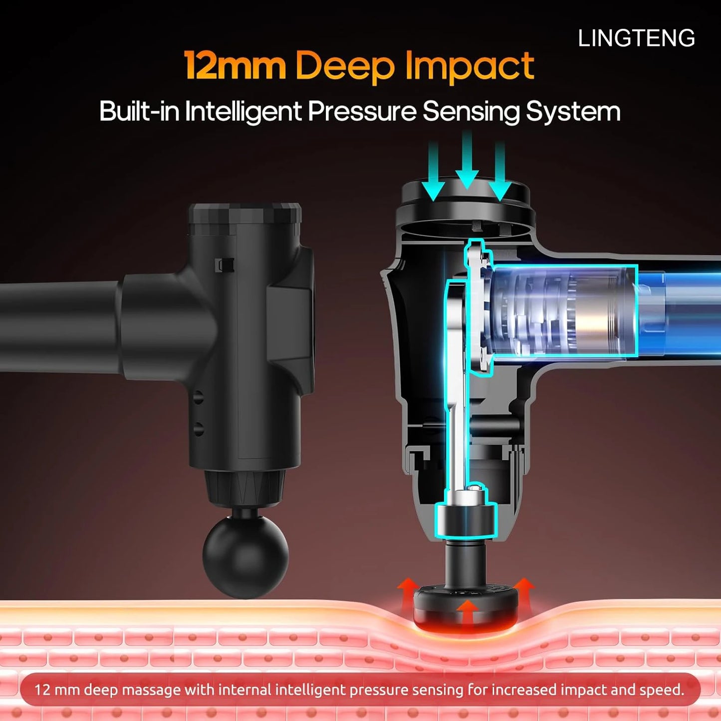 LINGTENG Heated Massage Gun Deep Tissue Percussion Massager