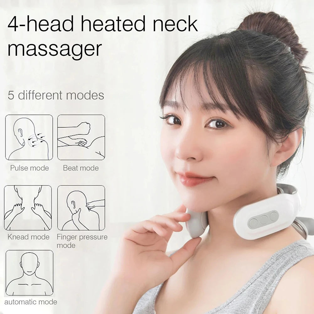 4 Head Neck Massager USB Rechargeable With 6 Modes