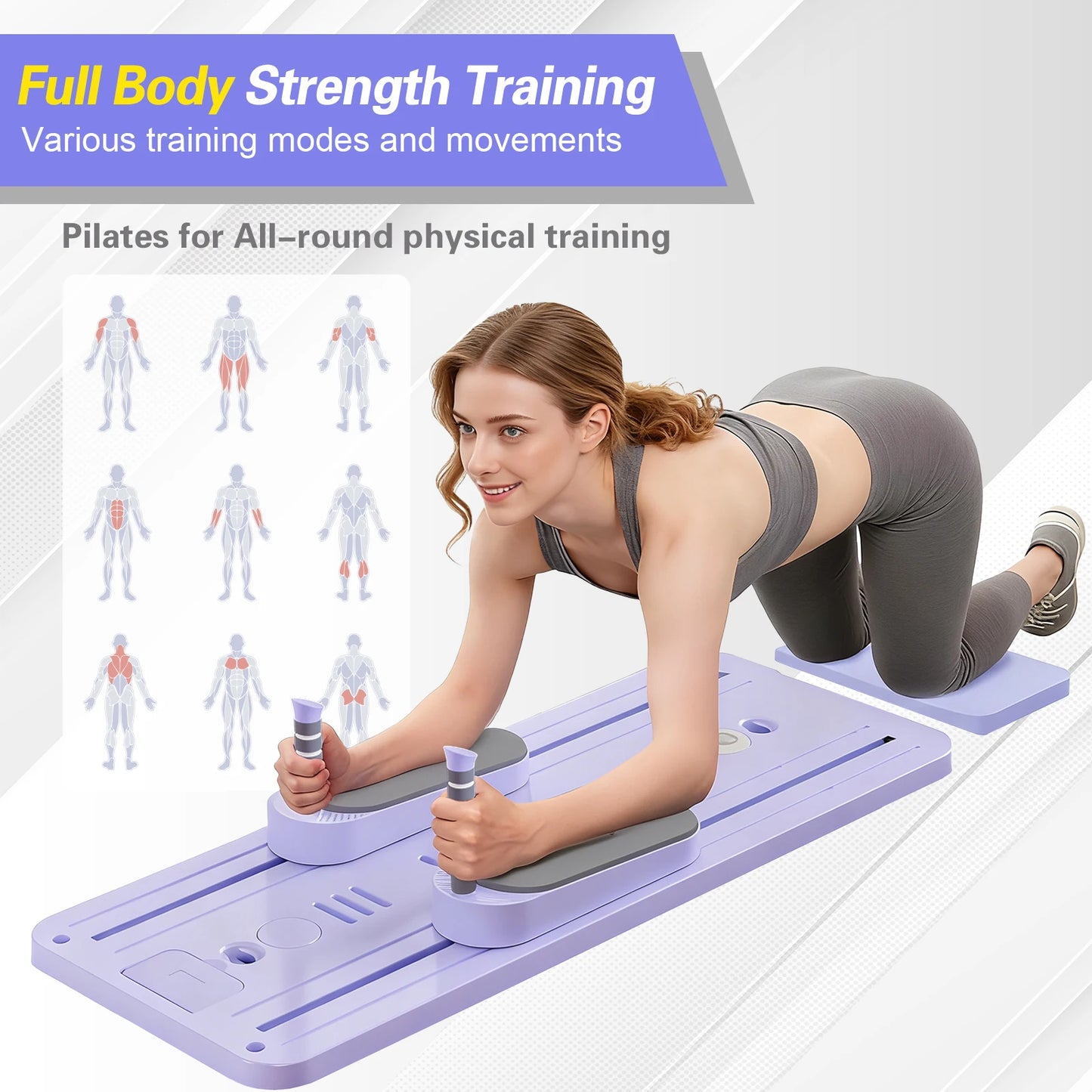 Foldable Pilates Bar Ab Board Push Up Core Trainer Home Gym