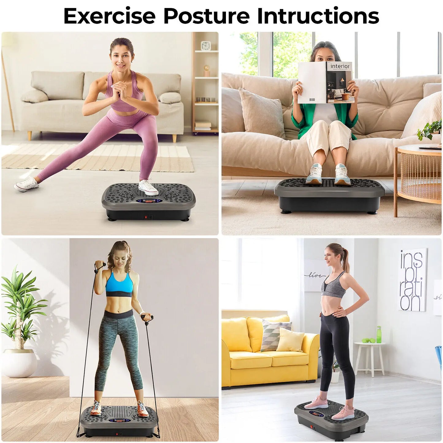 Homfa Vibration Plate Exercise Machine For Full Body Workout Bands