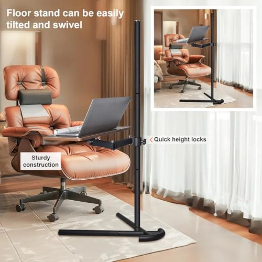 Adjustable Bamboo Laptop Floor Stand For Bed And Couch