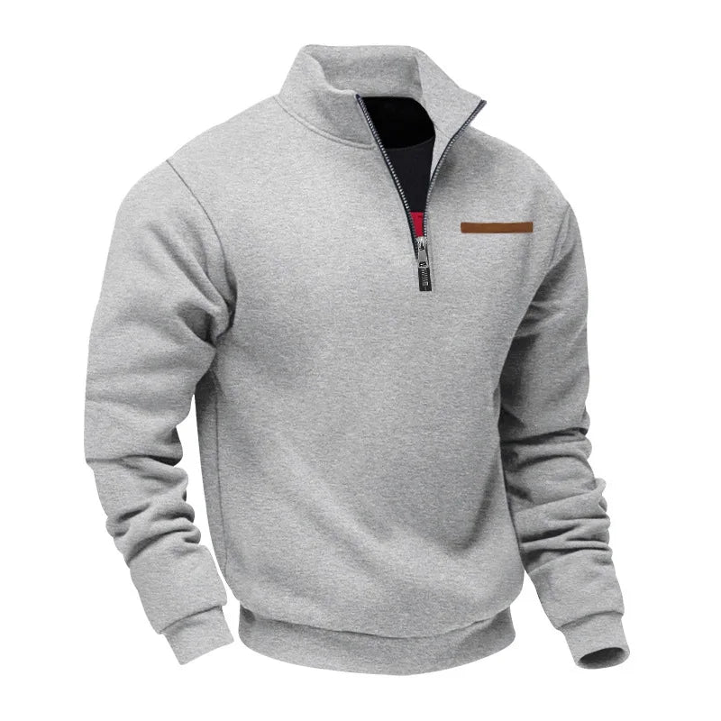 Men's Autumn Winter Heavy Fleece Hoodie Half Zip Stand Collar