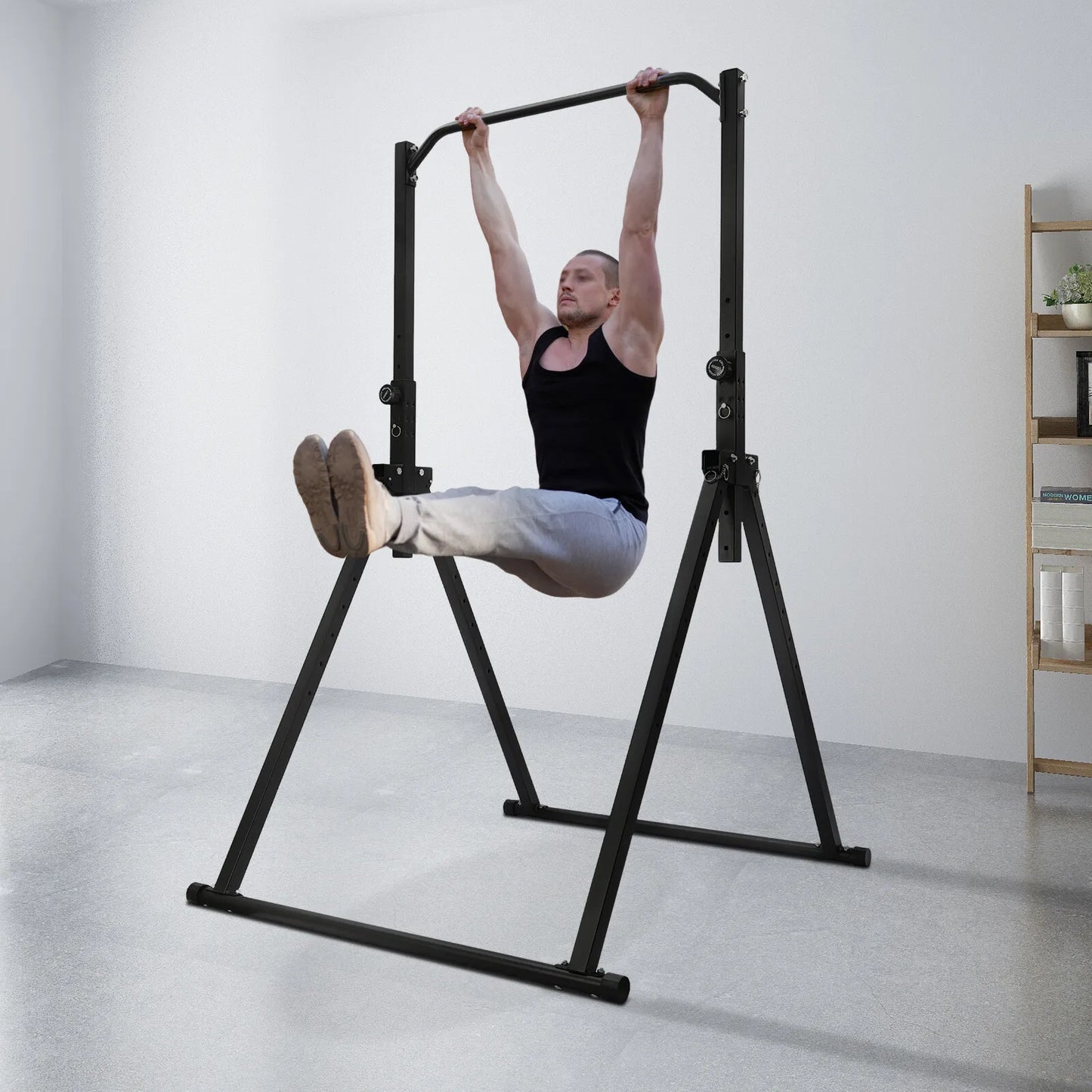 Triangular Pull Up Station Adjustable Height Foldable Home Gym Bar Carbon Steel Frame 200 Kg Capacity