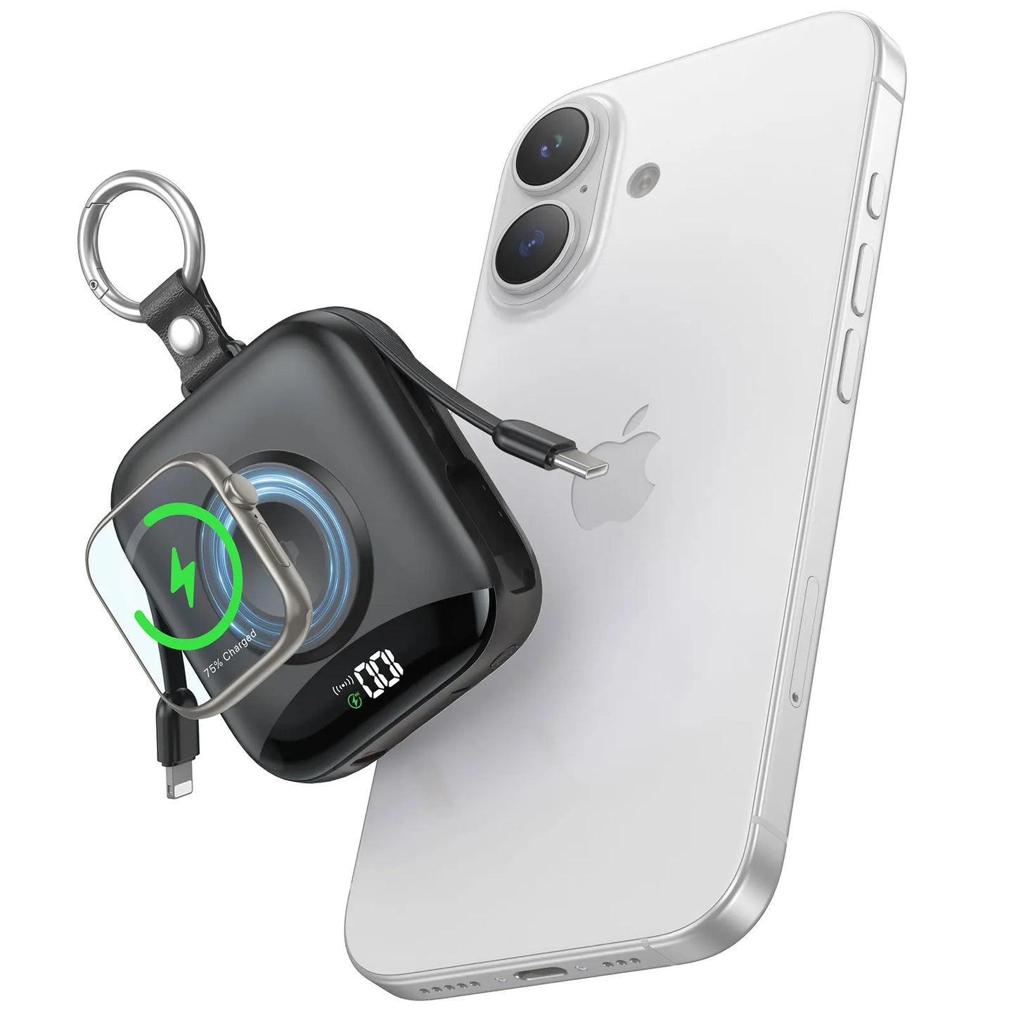 10000mAh Apple Watch Wireless Power Bank With Lightning USB Cables