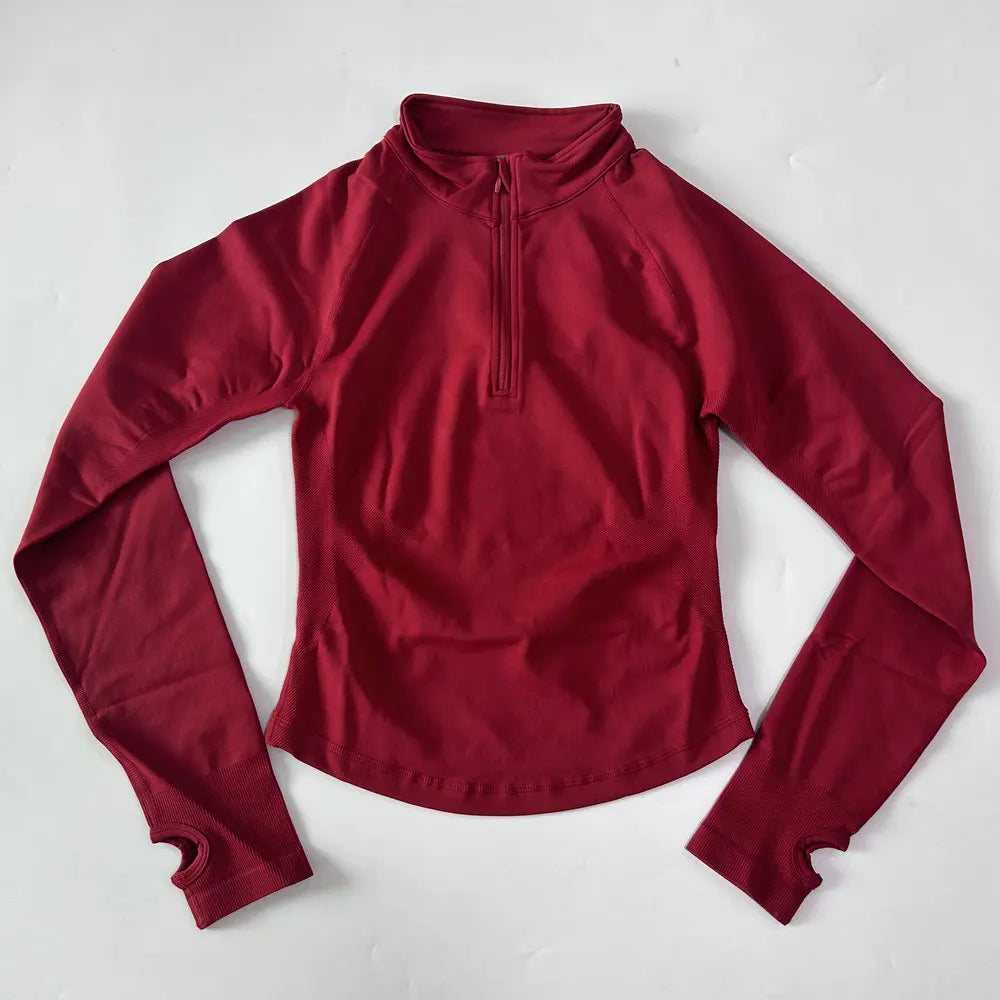 Yoga Jacket Half Zip For Women Long Sleeve Seamless Activewear With Breathable Ventilation And High Stretch
