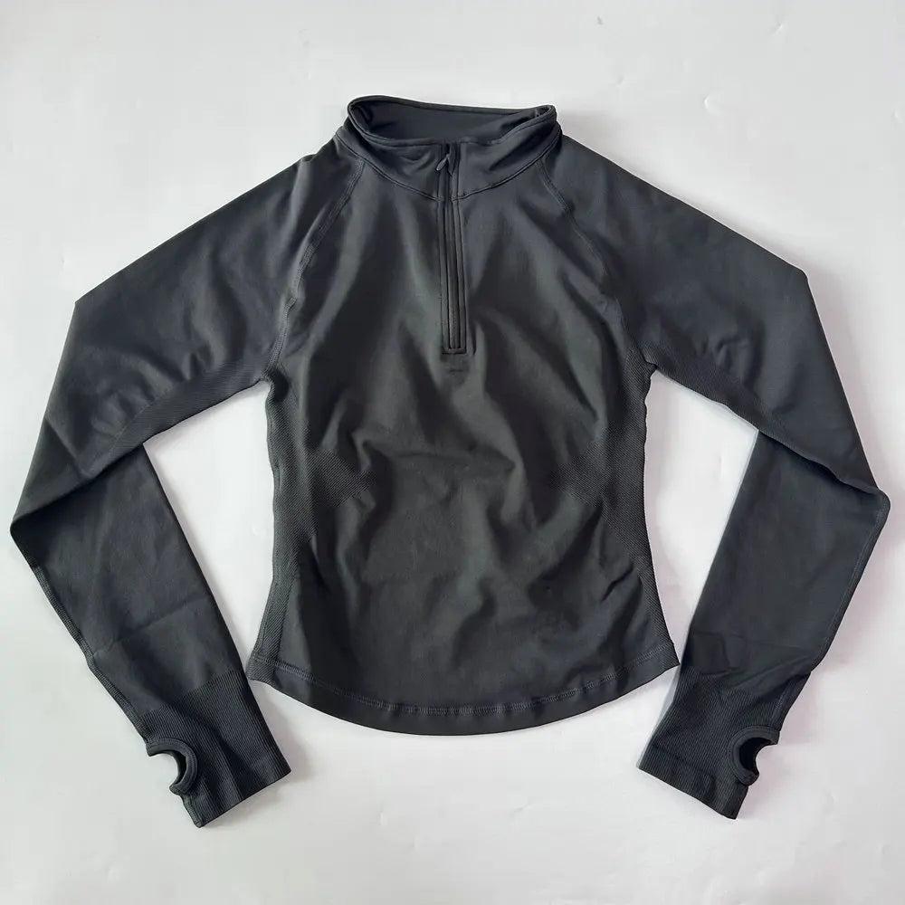 Yoga Jacket Half Zip For Women Long Sleeve Seamless Activewear With Breathable Ventilation And High Stretch
