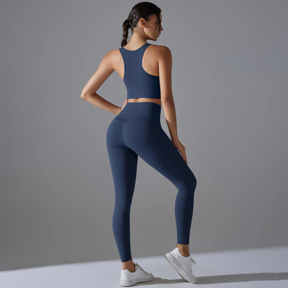 Yoga Set Women's Tracksuit Crop Top Shockproof Sports Bras Gym