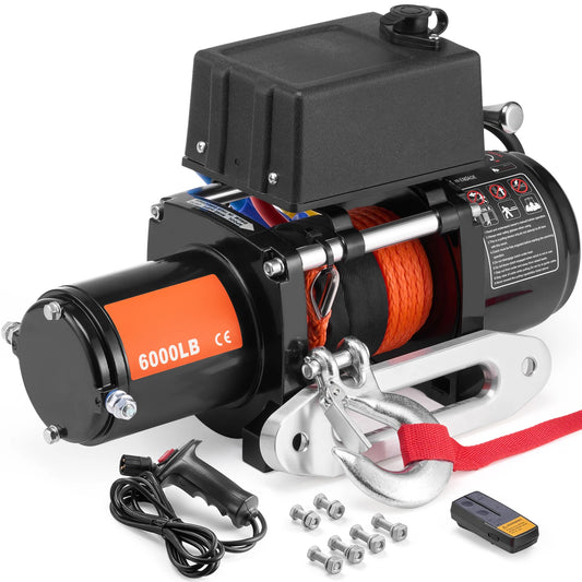 SucceBuy 6000lbs Electric Winch For SUV Jeep Trailer Towing Remote Control