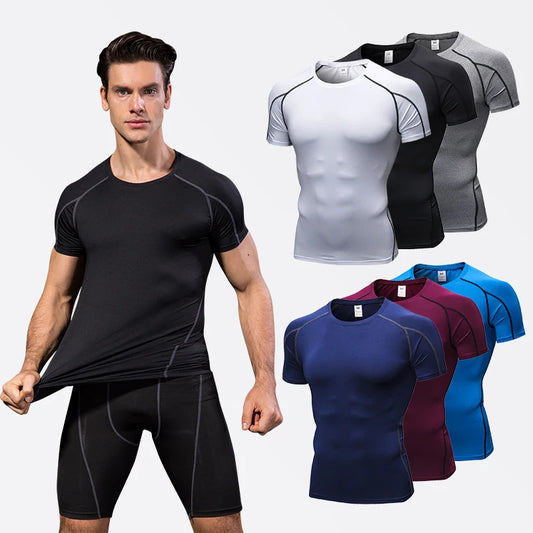 Yuerlian Elastic Men Running Quick Dry Fitness Shirt