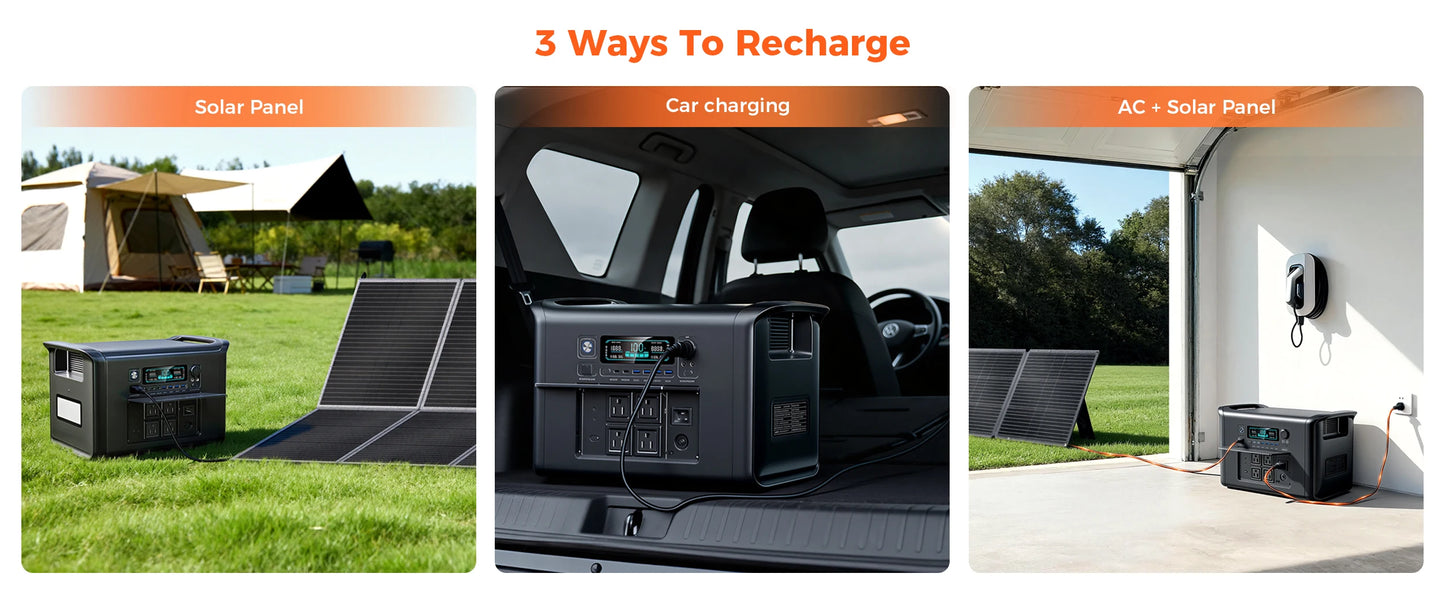 CTOLITY AP2000 Portable Solar Generator LiFePO4 2400W Foldable