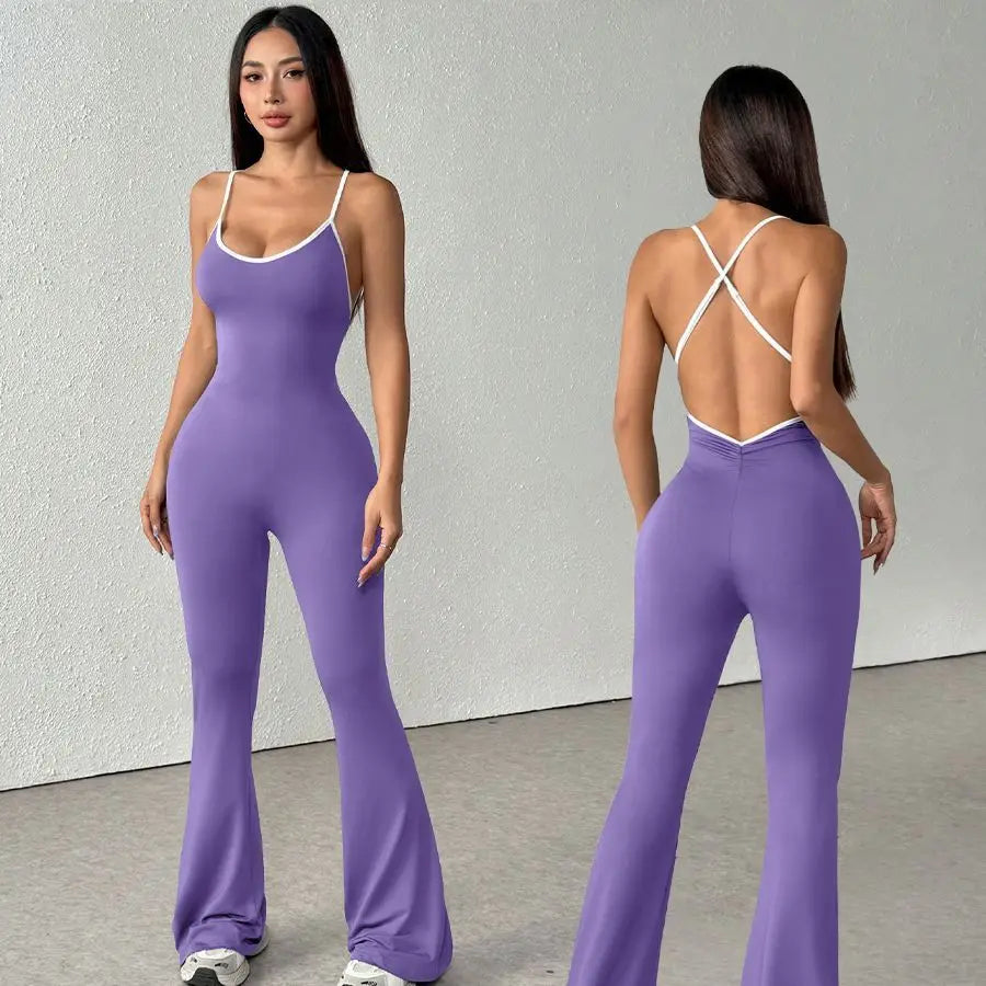 Oxychiefss Women One-Piece Yoga Jumpsuit Backless Bodysuits