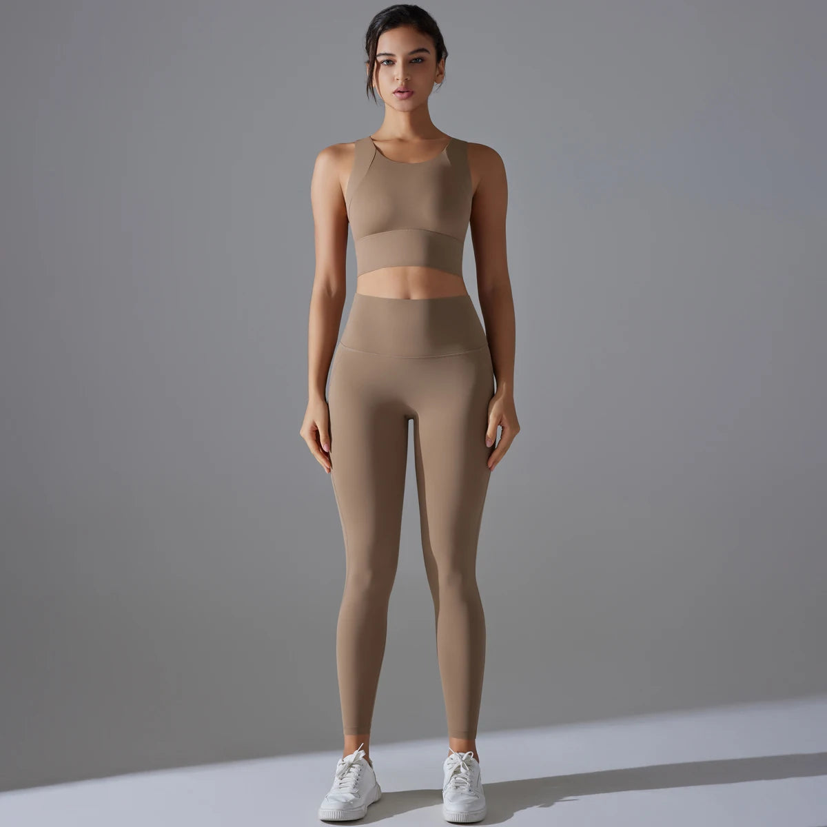 Yoga Set Women's Tracksuit Crop Top Shockproof Sports Bras Gym