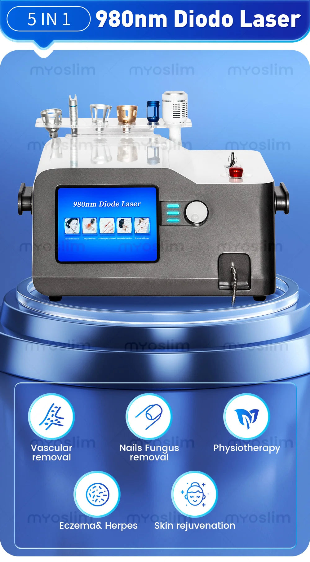 5 In 1 980nm Diode Laser Vascular Removal Nail Fungus