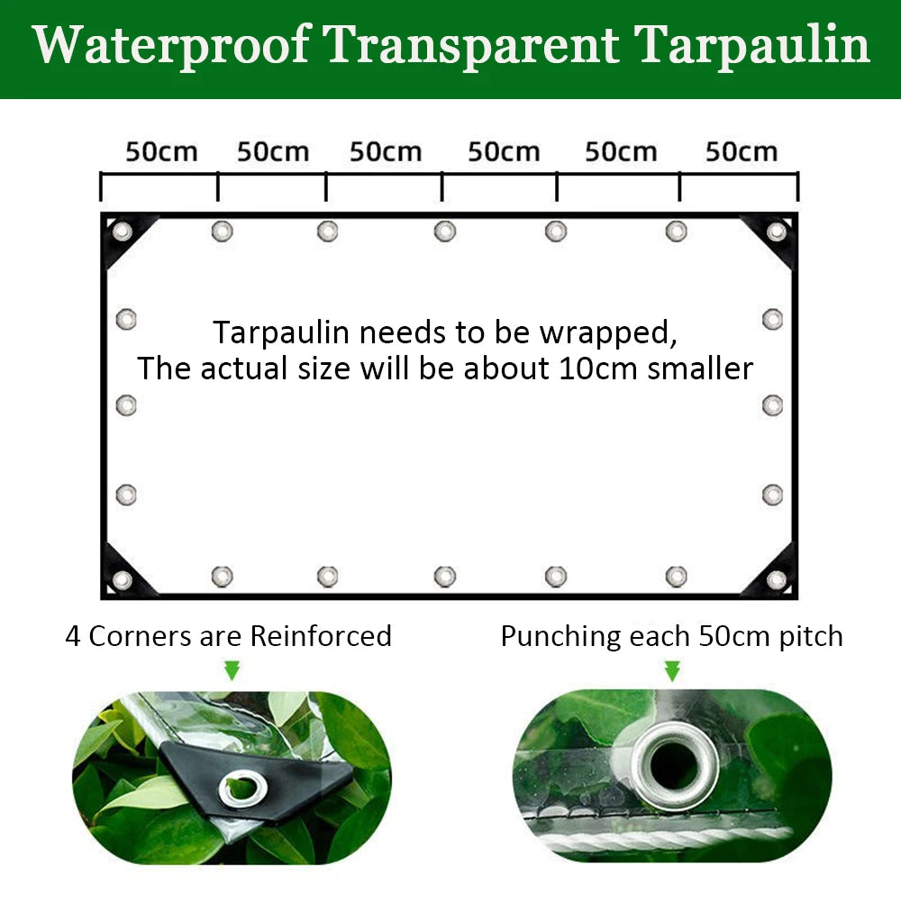 Clear PVC Tarp Heavy Duty Transparent Tarpaulin With Grommets