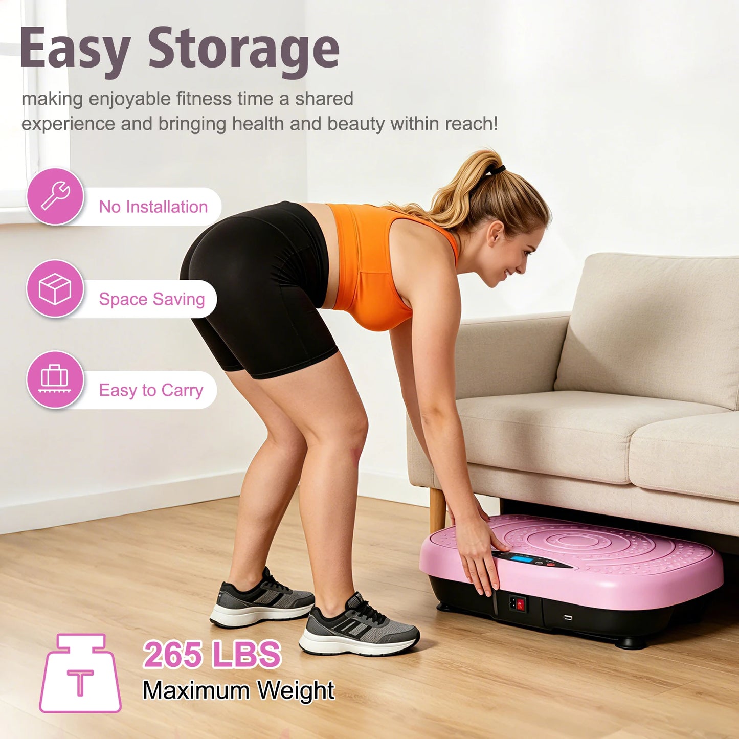 Whole Body Vibration Plate Exercise Machine With Bluetooth Resistance Bands