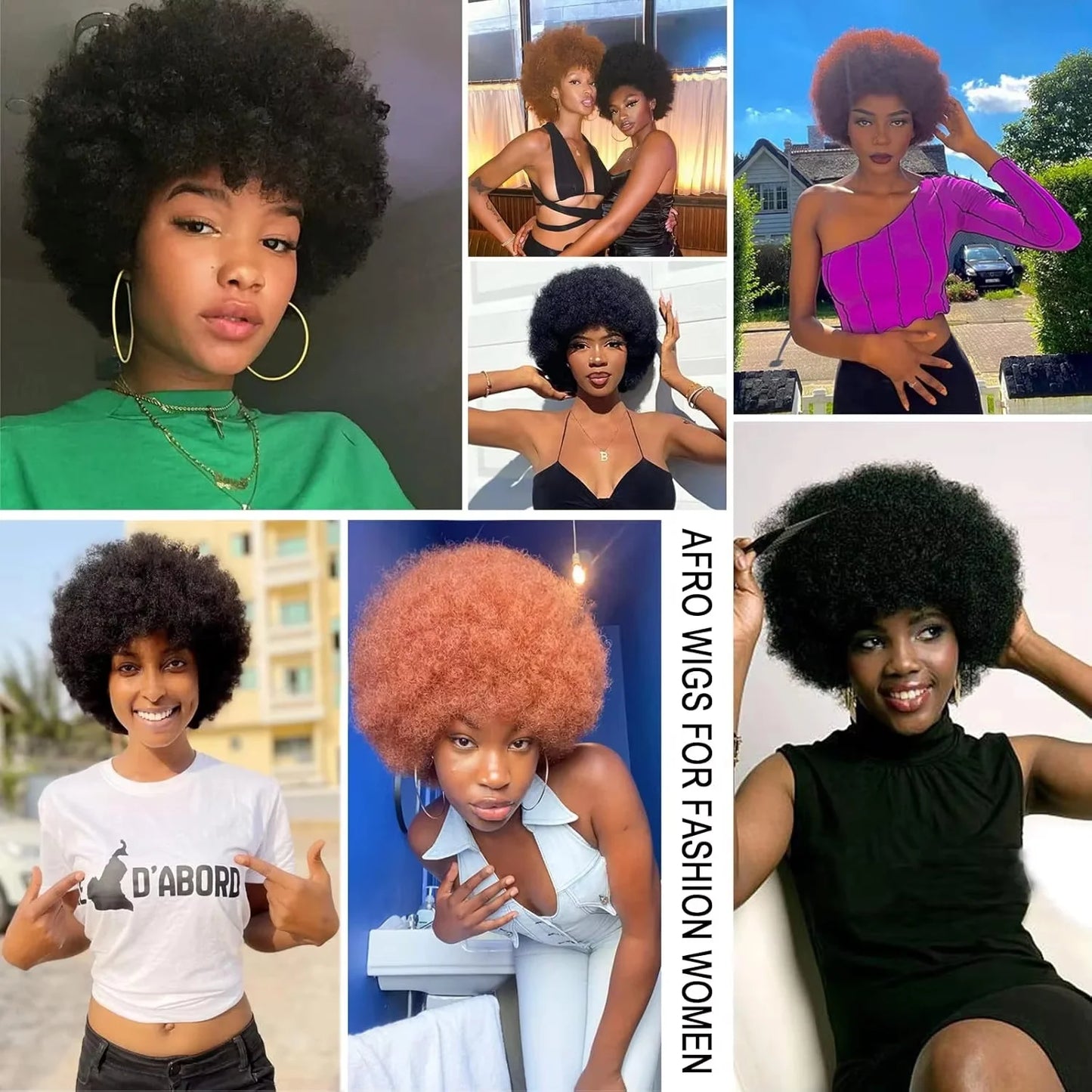 Wig Queen Afro Kinky Curly Remy Hair Wig With Bangs