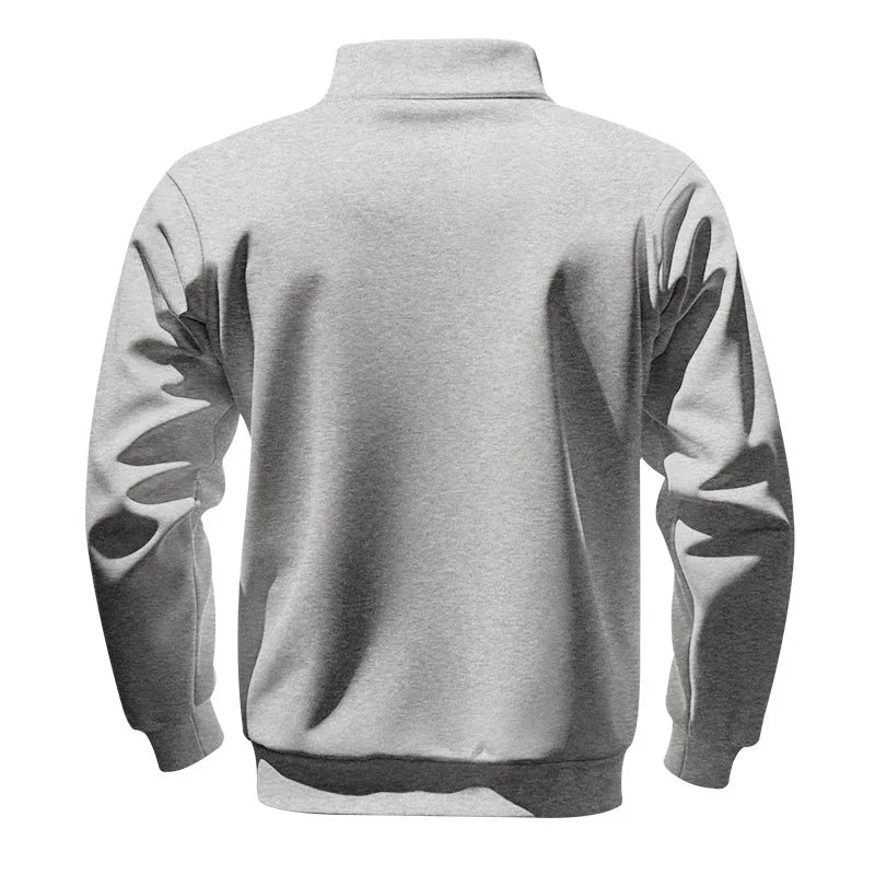 Men's Autumn Winter Heavy Fleece Hoodie Half Zip Stand Collar