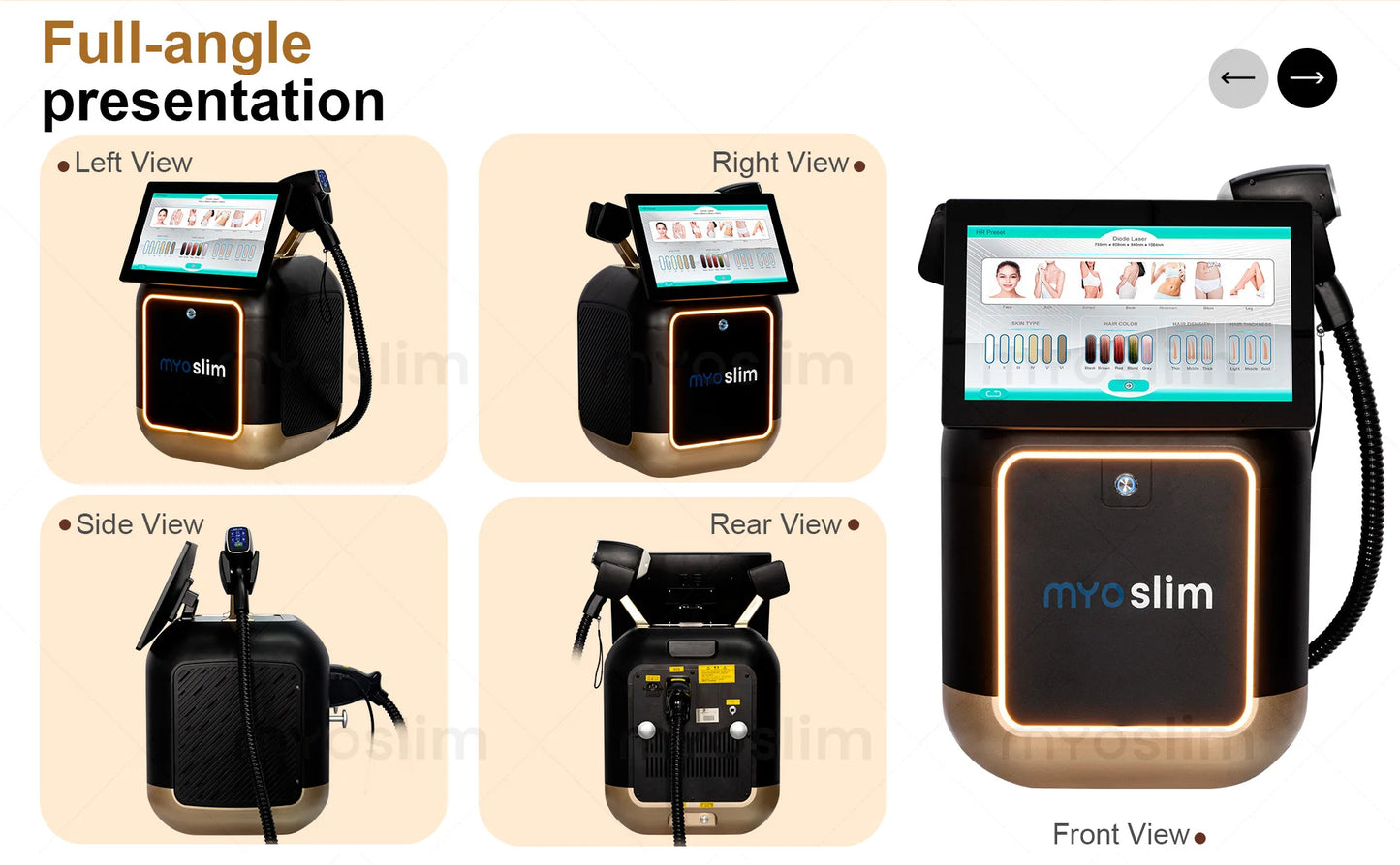 MYOSLIM Diode Laser Hair Removal Device Soprano 4 Wave 755 940 1064 808nm CE