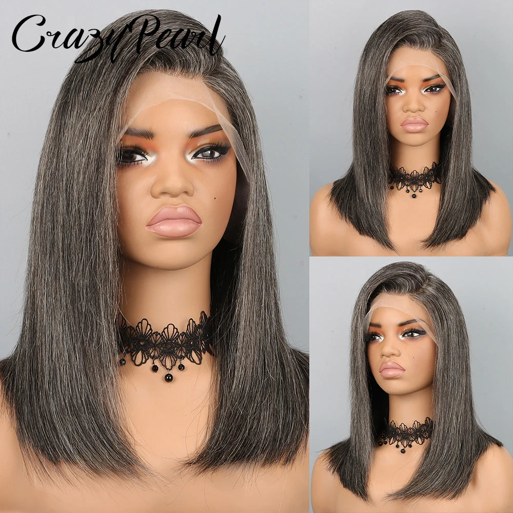 CrazyPearl Brazilian Remy Straight Lace Front Human Hair Wig