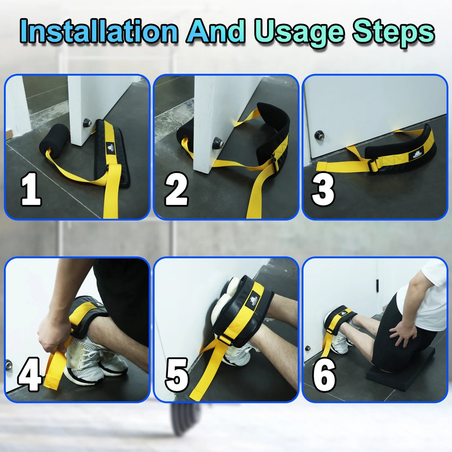Adjustable Nordic Hamstring Curl Strap With Large Door Anchor Neoprene